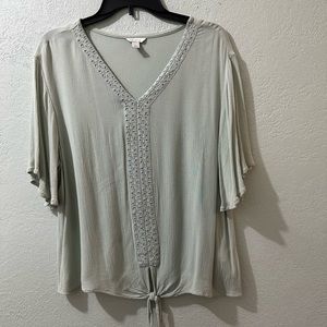 Sage Green tie front blouse